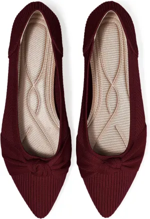 Women's Flats Shoes Comfortable Dressy Pointed Toe Knit Washable Ballet Flat