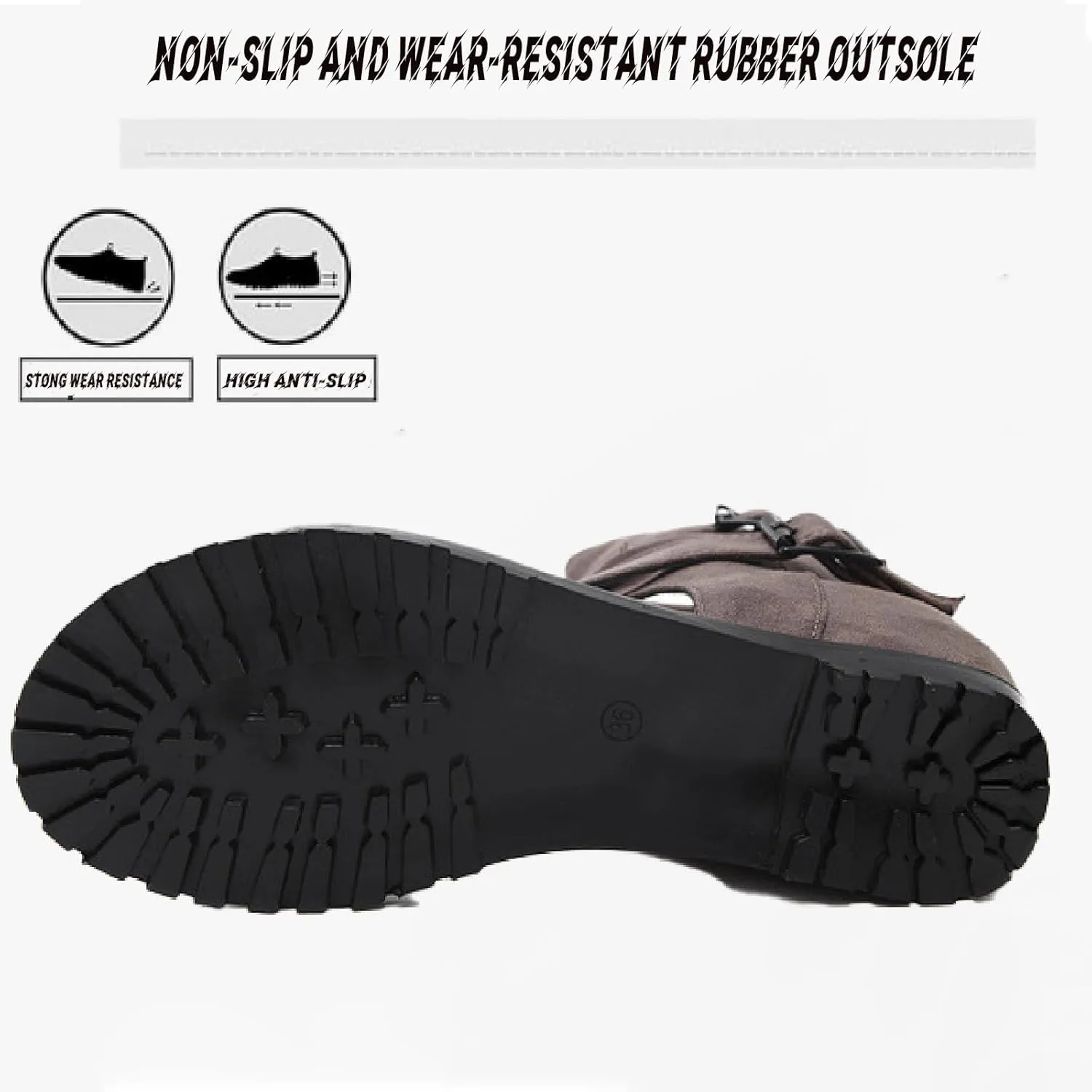 Women's Leather High Top Internal Increase Rome Sandals Boots Fashion Breathable Adjustable Buckle Strap Round Open Toe Flat Gothic Y2k Comfortable Non-Slip Party Casual Sandals