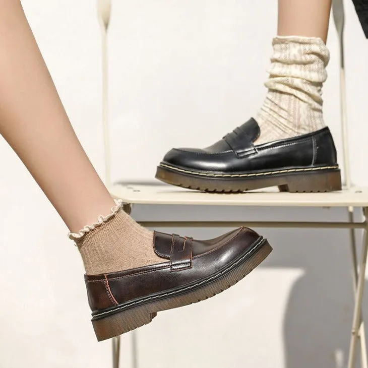 Women's Loafers Round Toe Comfortable Work Flat Shoes