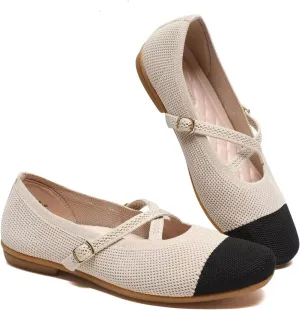 Women's Mary Jane Flats Shoes Ballet Flats with Buckle Strap Soft Work Dress Ballerina Walking Shoes
