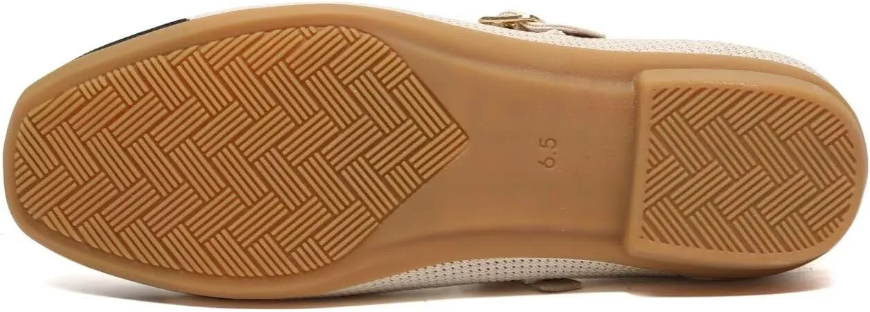 Women's Mary Jane Flats Shoes Ballet Flats with Buckle Strap Soft Work Dress Ballerina Walking Shoes