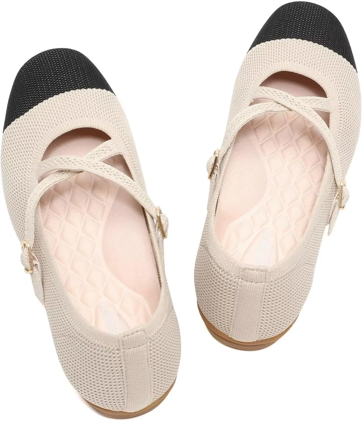 Women's Mary Jane Flats Shoes Ballet Flats with Buckle Strap Soft Work Dress Ballerina Walking Shoes