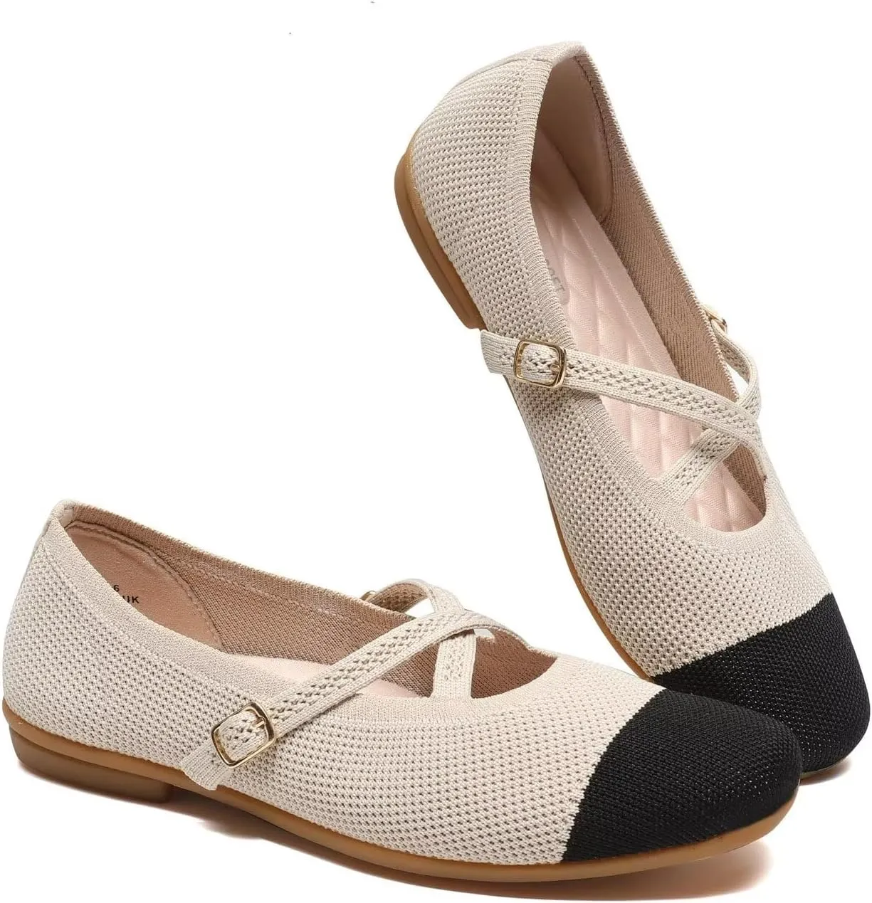 Women's Mary Jane Flats Shoes Ballet Flats with Buckle Strap Soft Work Dress Ballerina Walking Shoes