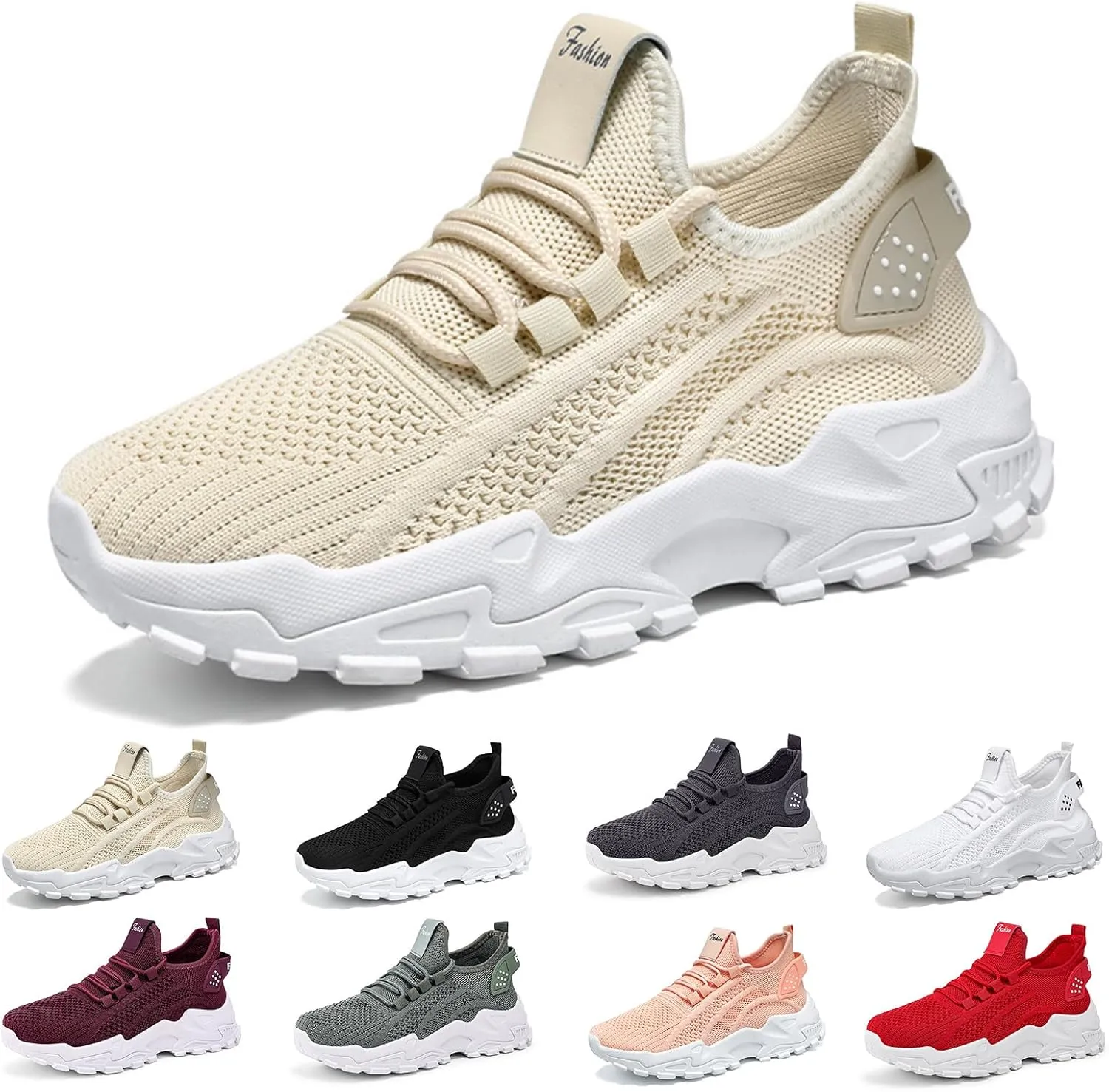 Women's Men's Athletic Sneakers Fashion Mesh Breathable Shoes,Thick Bottom Non-Slip Sports Sneakers,Lightweight Adjustable Soft Sole Comfort Footwear Outdoor Walking Gym Work Shoes