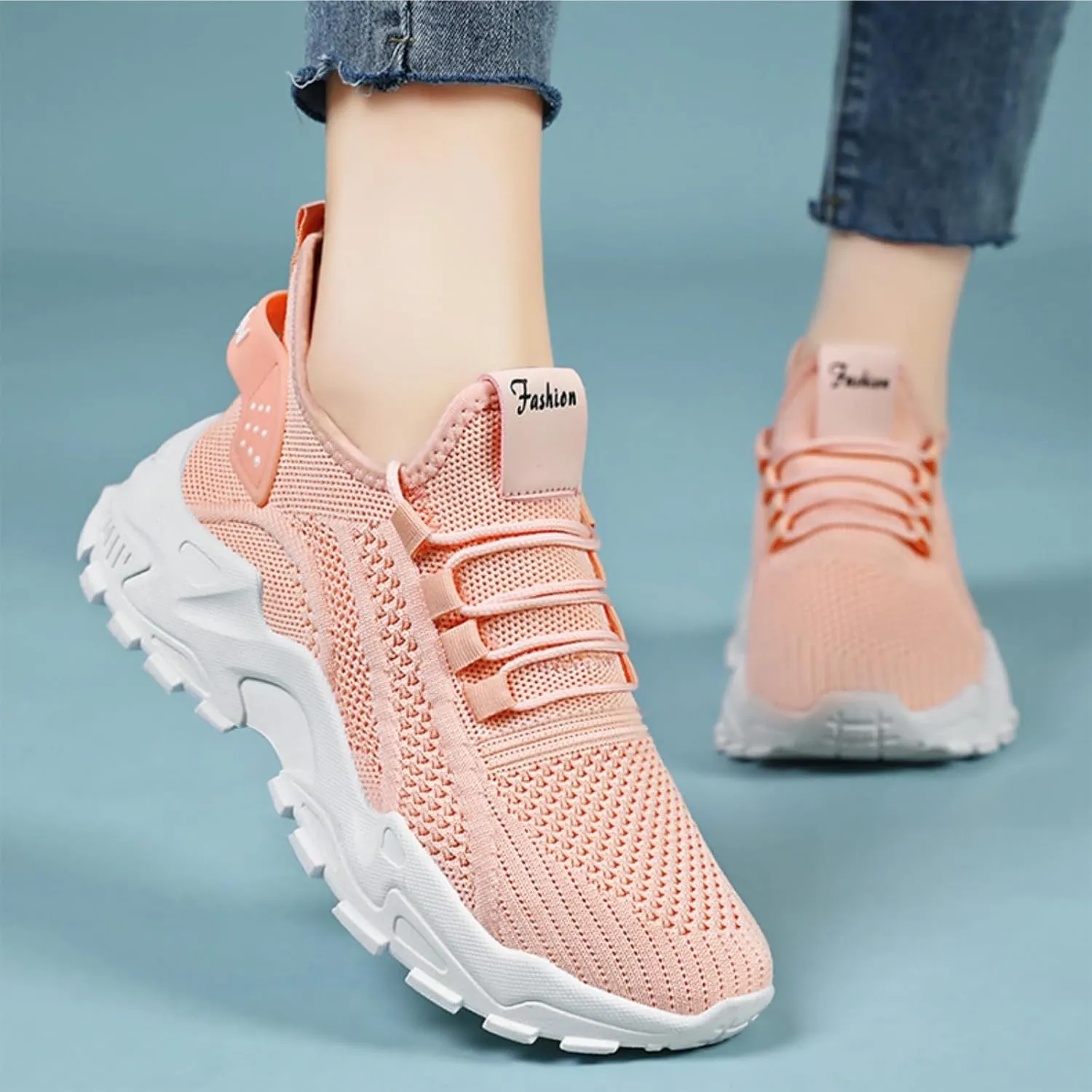 Women's Men's Athletic Sneakers Fashion Mesh Breathable Shoes,Thick Bottom Non-Slip Sports Sneakers,Lightweight Adjustable Soft Sole Comfort Footwear Outdoor Walking Gym Work Shoes