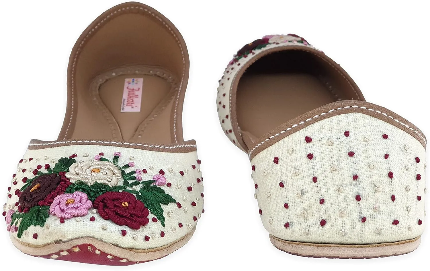 Women's Moonshine Multicolored Genuine Soft Leather Juttis | Bite and Pinch Free Jutis | Punjabi Jutti For Ladies | Wedding Flat Stylish Mojari | Bridal Ethnic Flats For Girls |