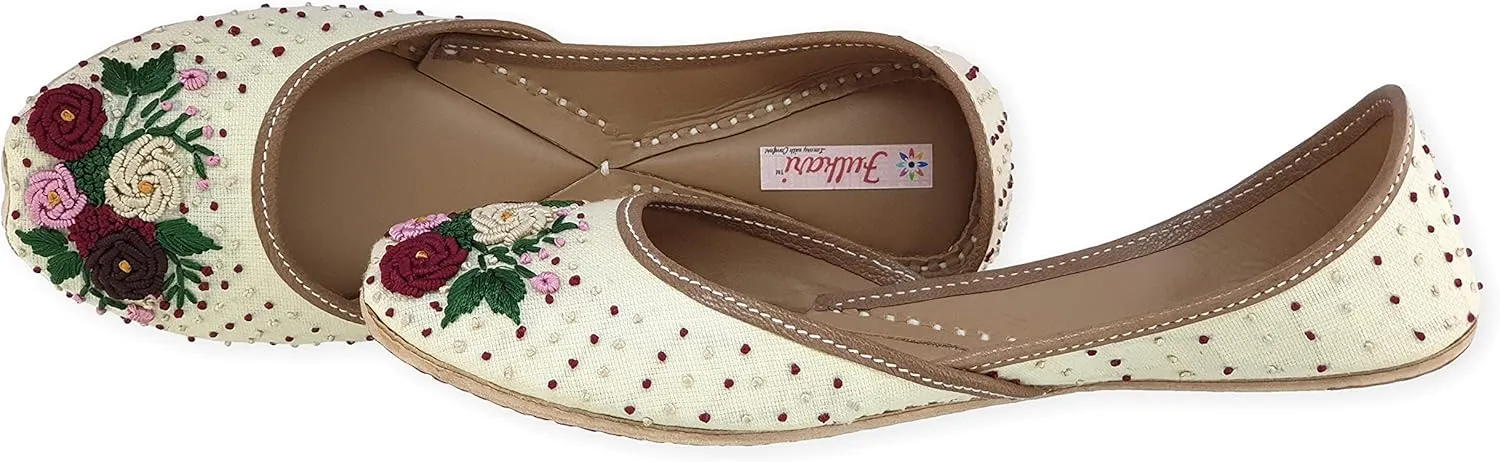 Women's Moonshine Multicolored Genuine Soft Leather Juttis | Bite and Pinch Free Jutis | Punjabi Jutti For Ladies | Wedding Flat Stylish Mojari | Bridal Ethnic Flats For Girls |