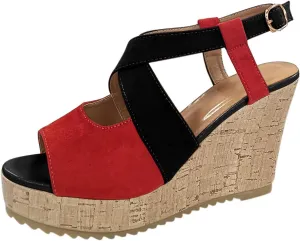 Women's Platform Sandals Wedge Open Toe Ankle Strap Lace Wedding Bridesmaid Shoes Rhinestone Comfortable Close Toe Wide Width