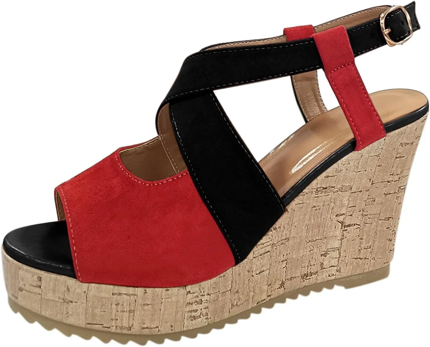 Women's Platform Sandals Wedge Open Toe Ankle Strap Lace Wedding Bridesmaid Shoes Rhinestone Comfortable Close Toe Wide Width