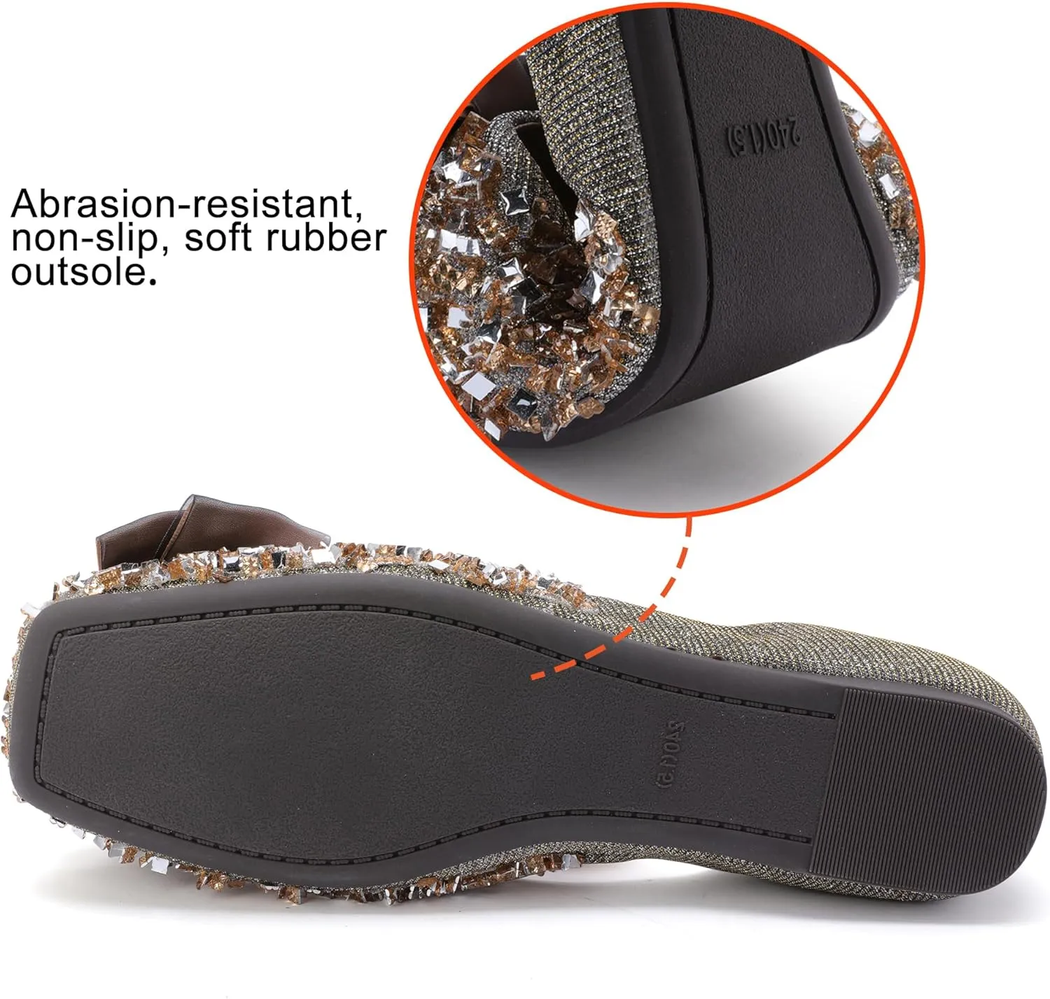 Women's Pointed Rhinestone Flat Shoes Glitter Flowers Wedding Comfortable Dress Shoes