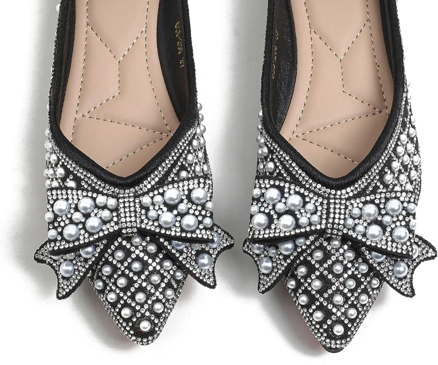 Women's Rhinestone Flats Pointed Toe Low Heel Wedding Shoes Comfortable Women Dress Shoes ﻿