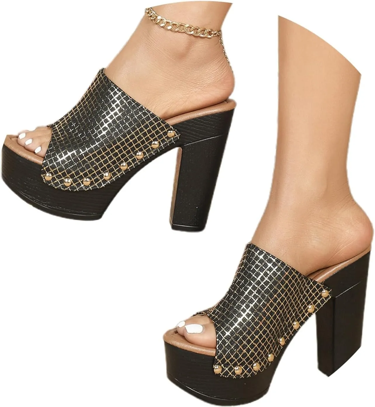 Women's Slippers Open Toe Sandals High Heel Casual Wear Summer Trendy Comfortable Vacation Beach Slippers Sandal Black
