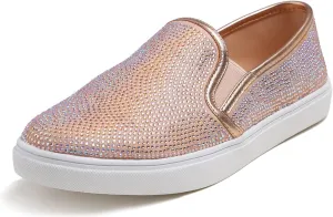 Women's Sparkle Rhinestone Jeweled Loafer Flats Embellished Shiny Party Wedding Bridal Dress Sneakers