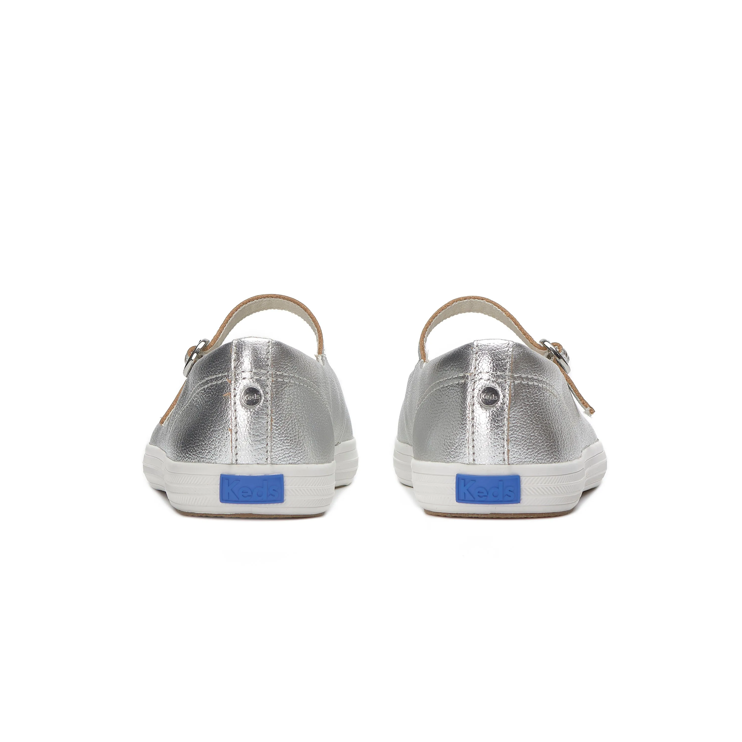 Women's Square Toe Mary Jane Leather Silver