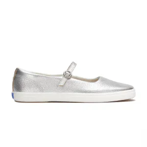 Women's Square Toe Mary Jane Leather Silver