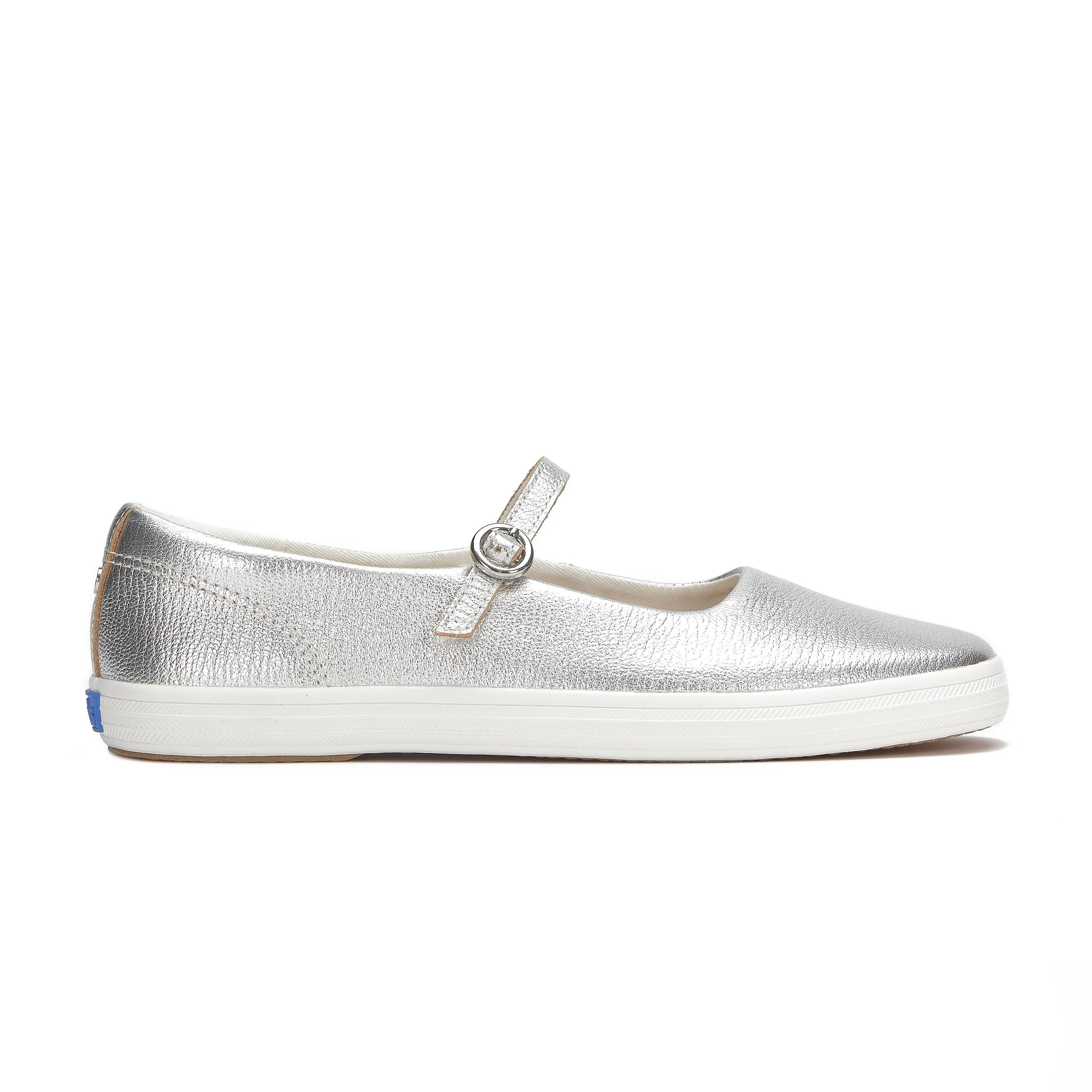 Women's Square Toe Mary Jane Leather Silver