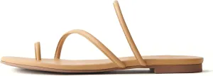Women's Strappy Flat Sandals Slip On Slides Toe Ring Slippers with Cross Strap Comfortable Open Toe Summer Flats Shoes