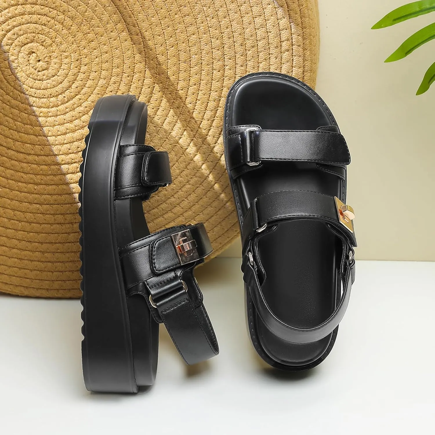 Womens Summer Sandals Casual Adjustable Arch Support Comfortable Thick Sole Flat Sandals