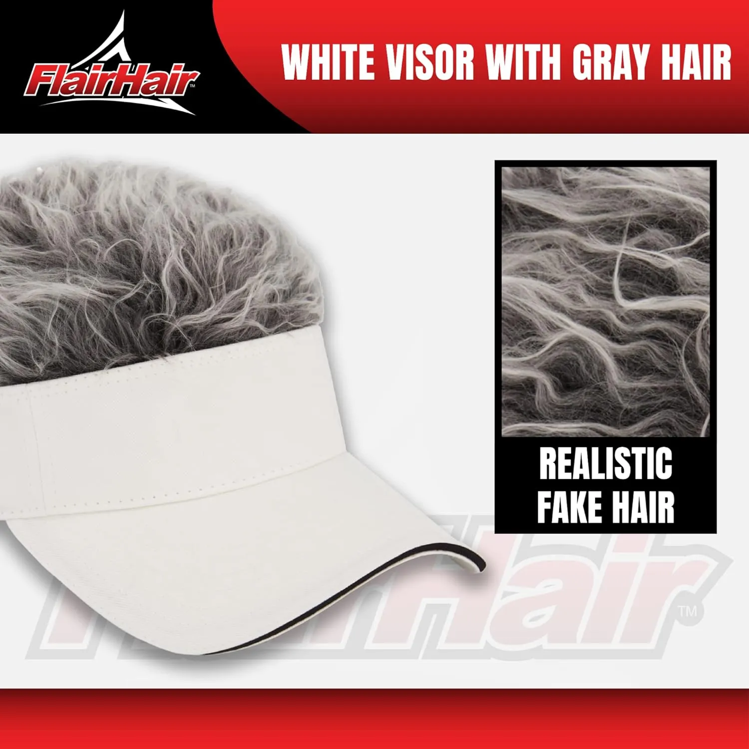 Women's Sun Visor Cap with Fake Hair, Adjustable Baseball Hat
