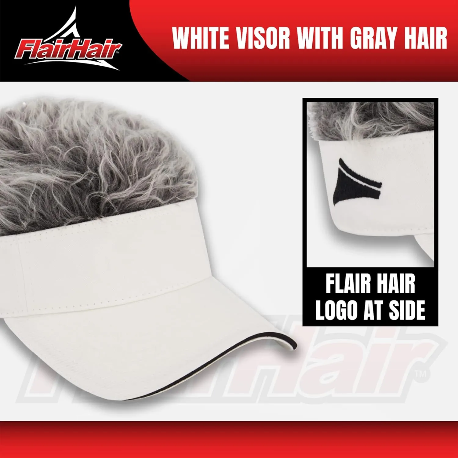 Women's Sun Visor Cap with Fake Hair, Adjustable Baseball Hat