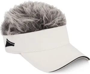 Women's Sun Visor Cap with Fake Hair, Adjustable Baseball Hat