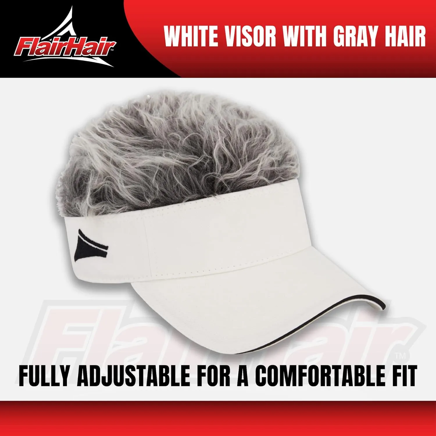 Women's Sun Visor Cap with Fake Hair, Adjustable Baseball Hat