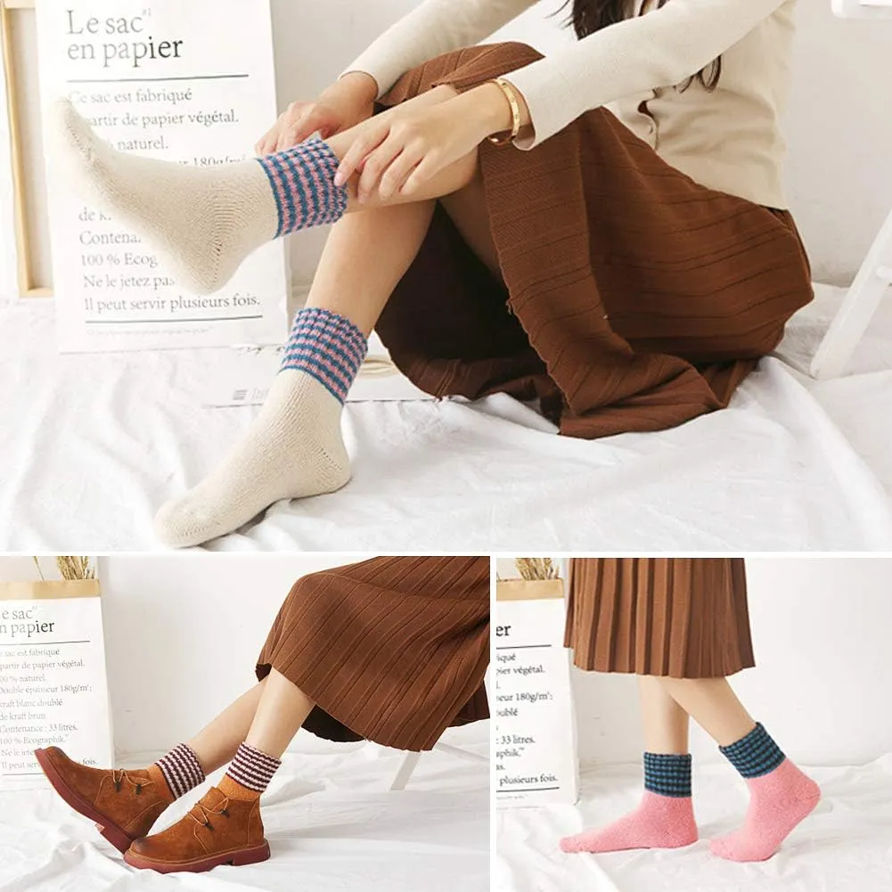 Womens Super Thick Wool Socks - Soft Warm Comfort Casual Crew Winter Socks (Pack of 3-5), Multicolor