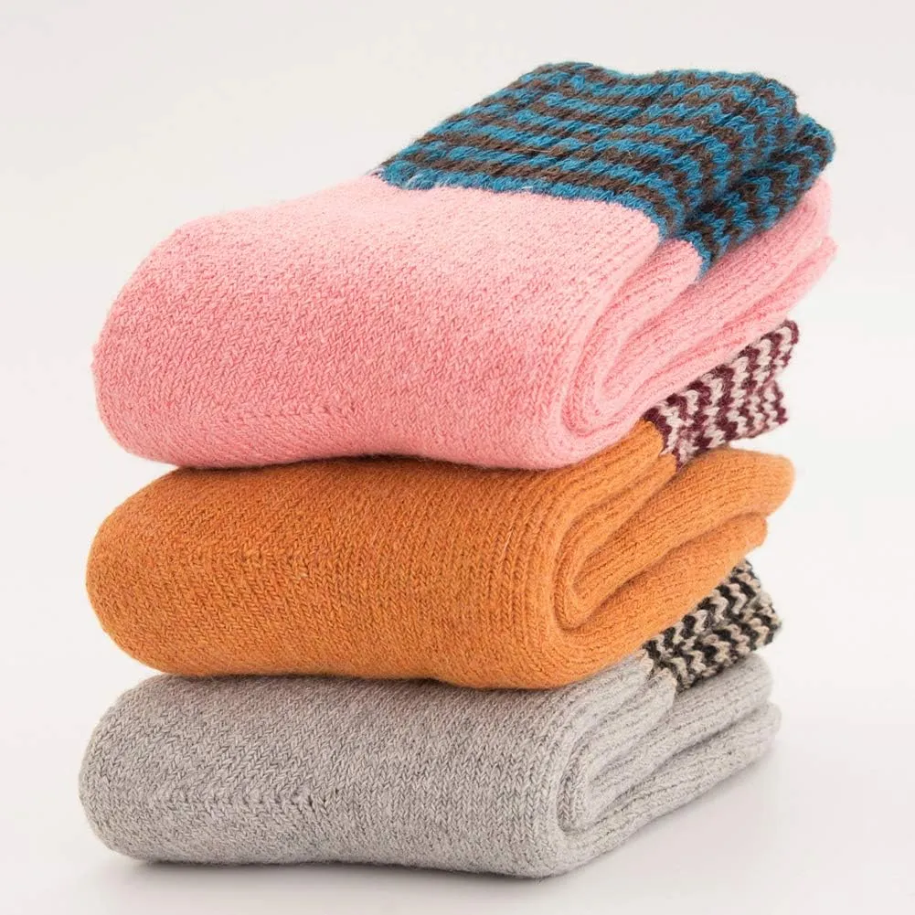 Womens Super Thick Wool Socks - Soft Warm Comfort Casual Crew Winter Socks (Pack of 3-5), Multicolor