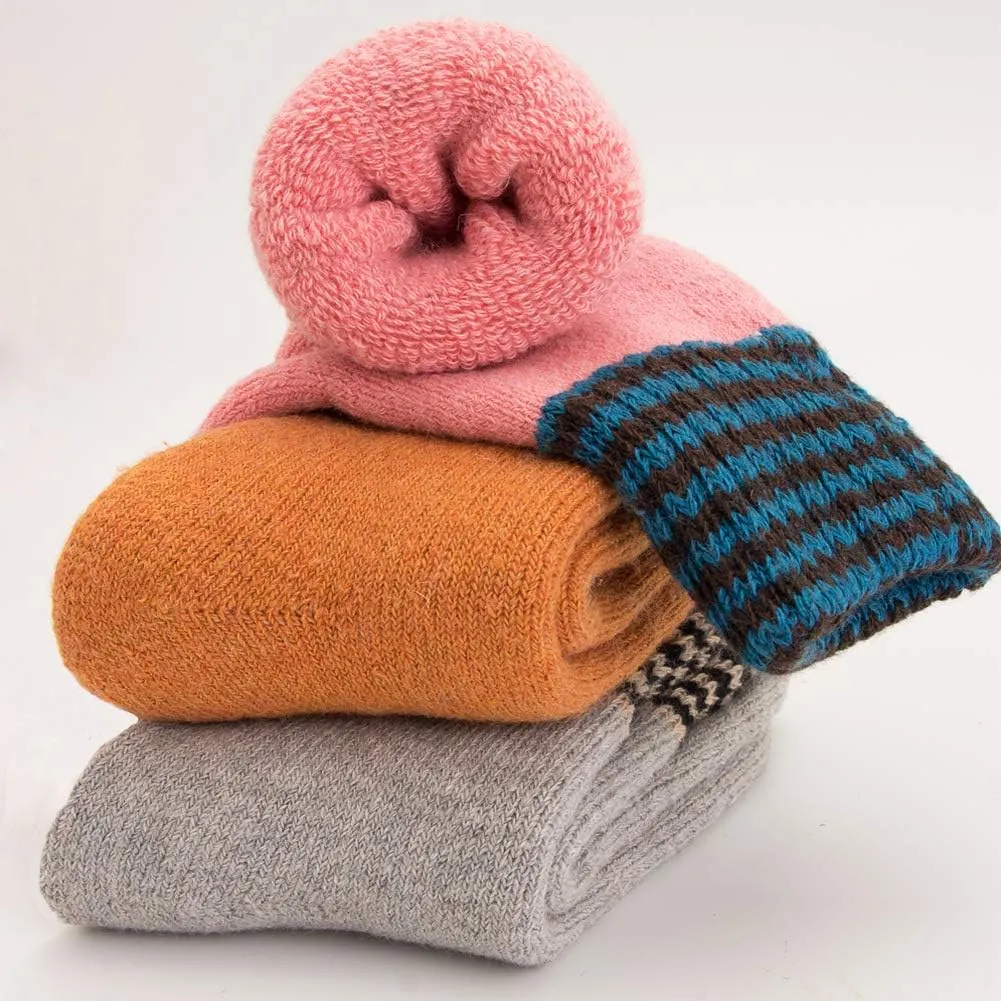 Womens Super Thick Wool Socks - Soft Warm Comfort Casual Crew Winter Socks (Pack of 3-5), Multicolor