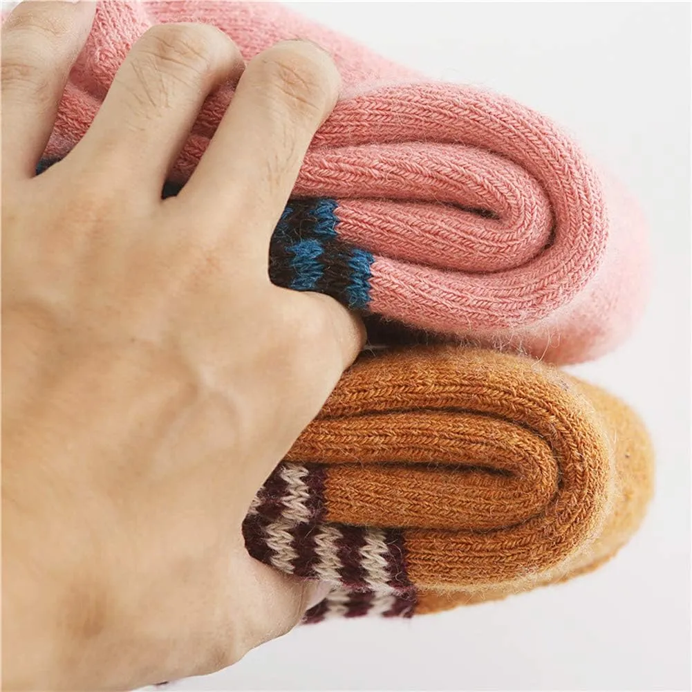 Womens Super Thick Wool Socks - Soft Warm Comfort Casual Crew Winter Socks (Pack of 3-5), Multicolor