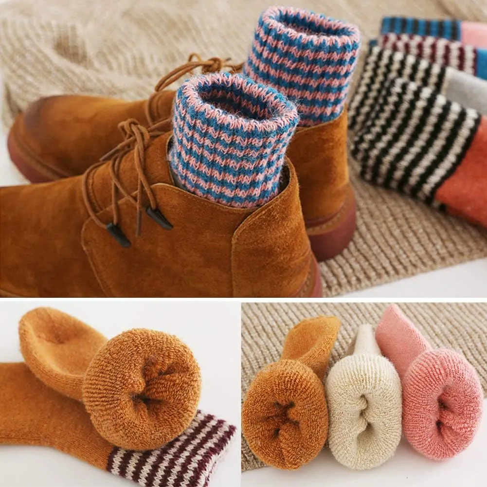 Womens Super Thick Wool Socks - Soft Warm Comfort Casual Crew Winter Socks (Pack of 3-5), Multicolor