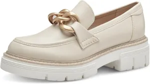Women's Vegan Platform Heeled Loafer, Cream Gold, 8 Women