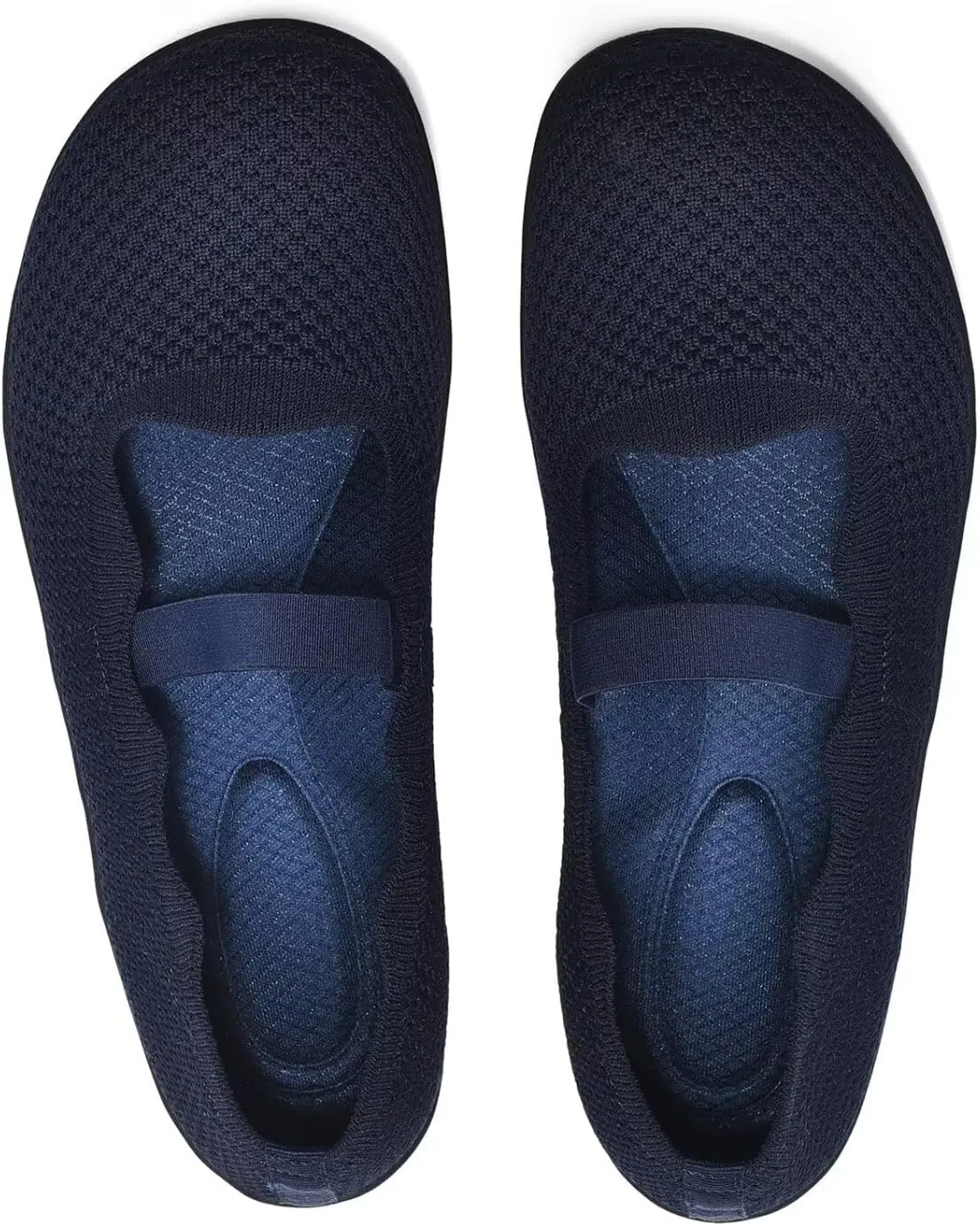 Women's Wide Toe Box Flats Knit Mary Jane Ballet Flats Wide Width Walking Dressy Shoes with Arch Support Comfortable