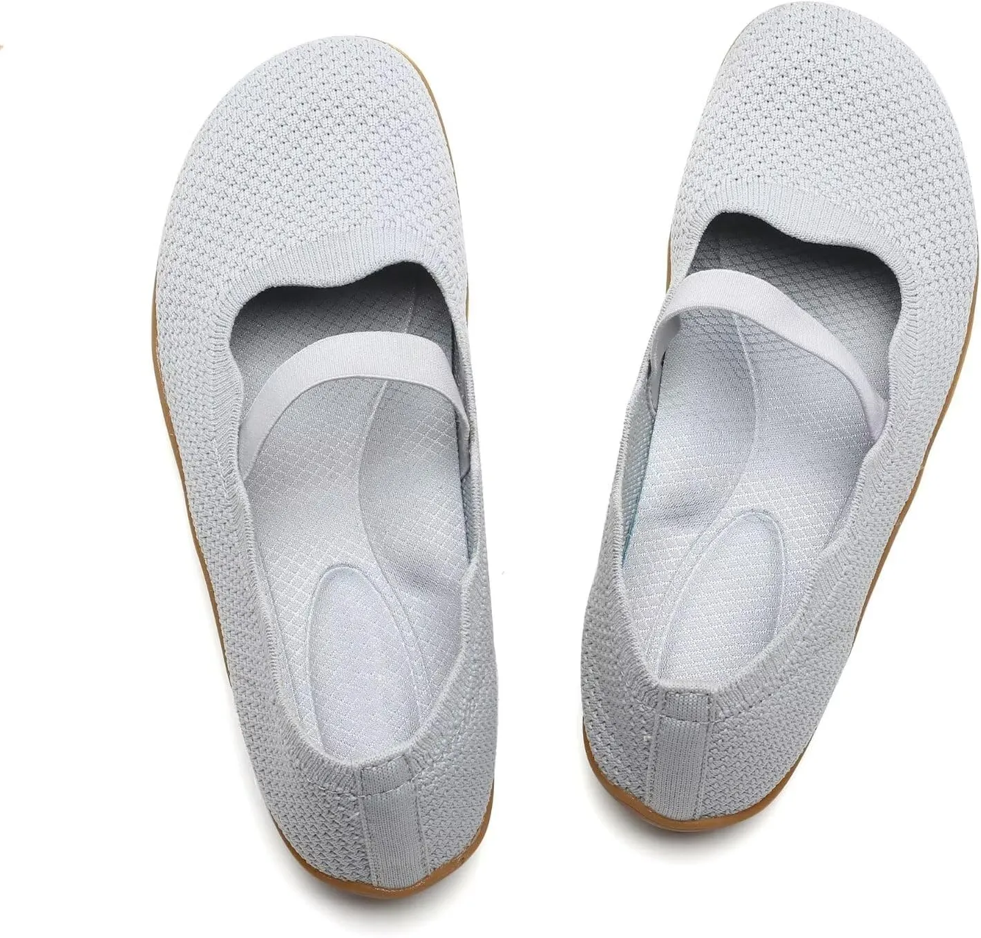 Women's Wide Toe Box Flats Knit Mary Jane Ballet Flats Wide Width Walking Dressy Shoes with Arch Support Comfortable