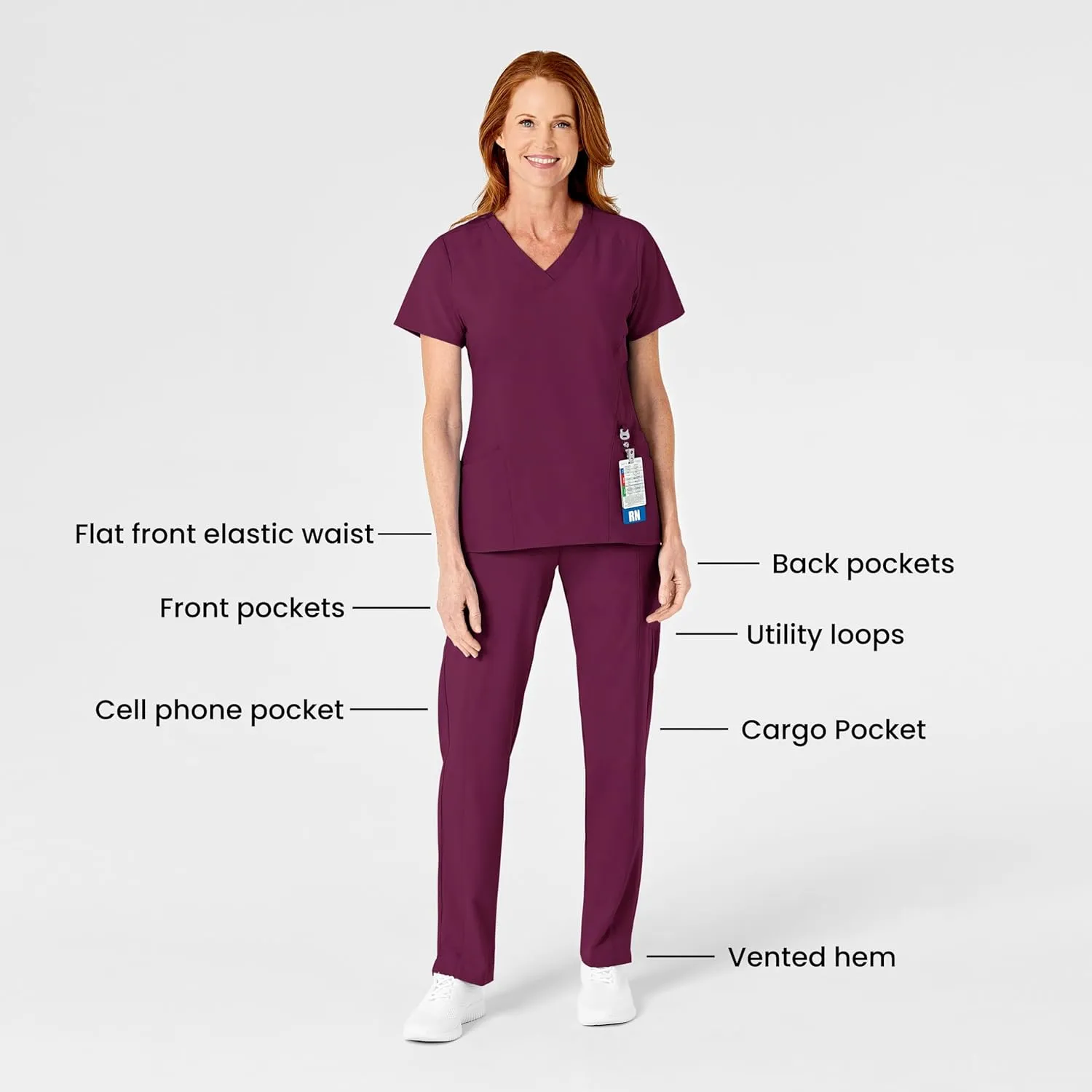 WonderWink W123 Scrubs Women's Flat Front Cargo Pant
