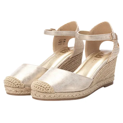 XTI Ladies Wedge Sandals - 142847 - Gold
