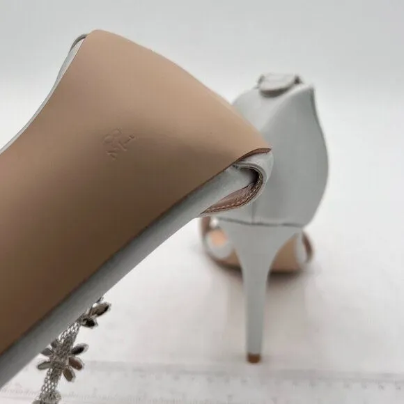XYD Light Grey High Heel Wedding Rhinestones T-Strap Crystal Prom Sandals