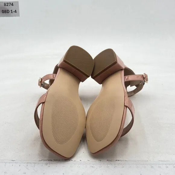 XYD Light Pink Open Toe Ankle Strap Buckled Low Chunky Heel Sandals for Wedding