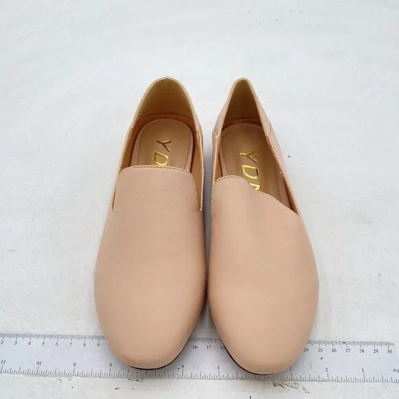 YDN Beige Round Toe Loafer Flat Classic Slip On Pumps Casual Office Walking Shoe
