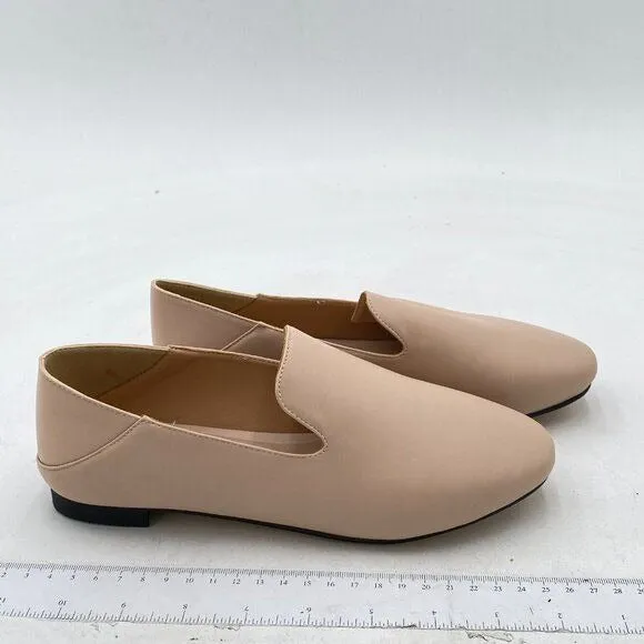 YDN Beige Round Toe Loafer Flat Classic Slip On Pumps Casual Office Walking Shoe