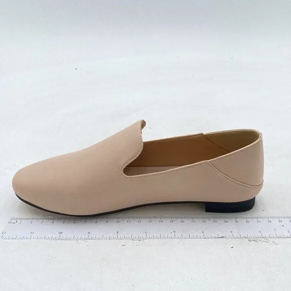 YDN Beige Round Toe Loafer Flat Classic Slip On Pumps Casual Office Walking Shoe