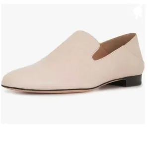 YDN Beige Round Toe Loafer Flat Classic Slip On Pumps Casual Office Walking Shoe