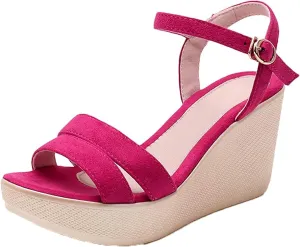 Yiozoi Women's Summer Platform Sandals Fashion Frosted Thick Soled Casual Shoes Ankle Strap Comfortable Outdoor Beach Wedge Sandals