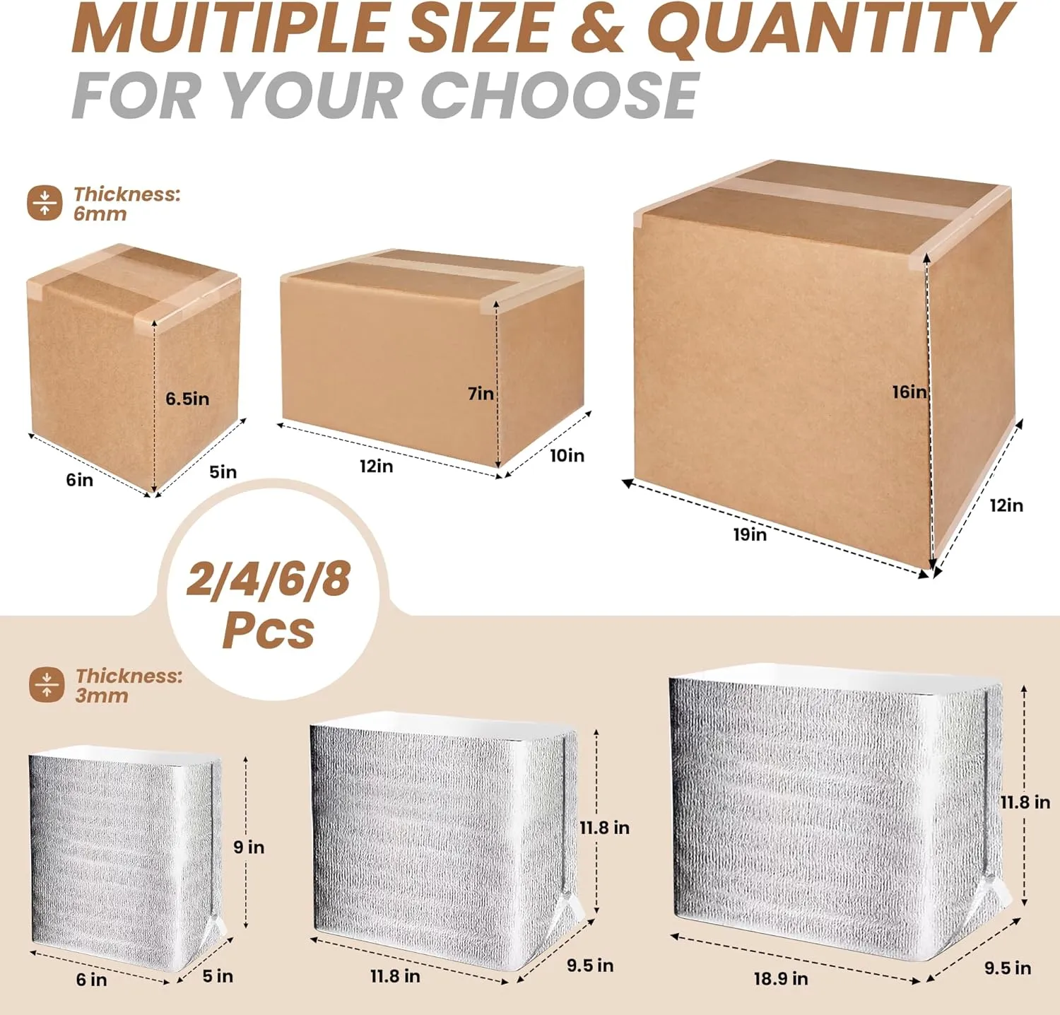 YSSOA 2 Pack Insulated Shipping Boxes with Aluminum Foil Liner,Thermal Insulation Cold Pack Shipping Boxes for Frozen, Reusable Styrofoam Cooler Box, Small Mailing Box, 19''x12''x16''