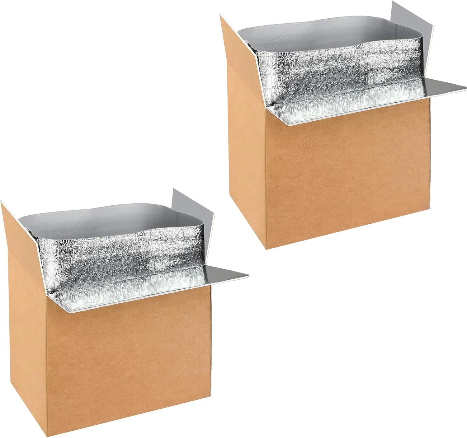 YSSOA 2 Pack Insulated Shipping Boxes with Aluminum Foil Liner,Thermal Insulation Cold Pack Shipping Boxes for Frozen, Reusable Styrofoam Cooler Box, Small Mailing Box, 19''x12''x16''