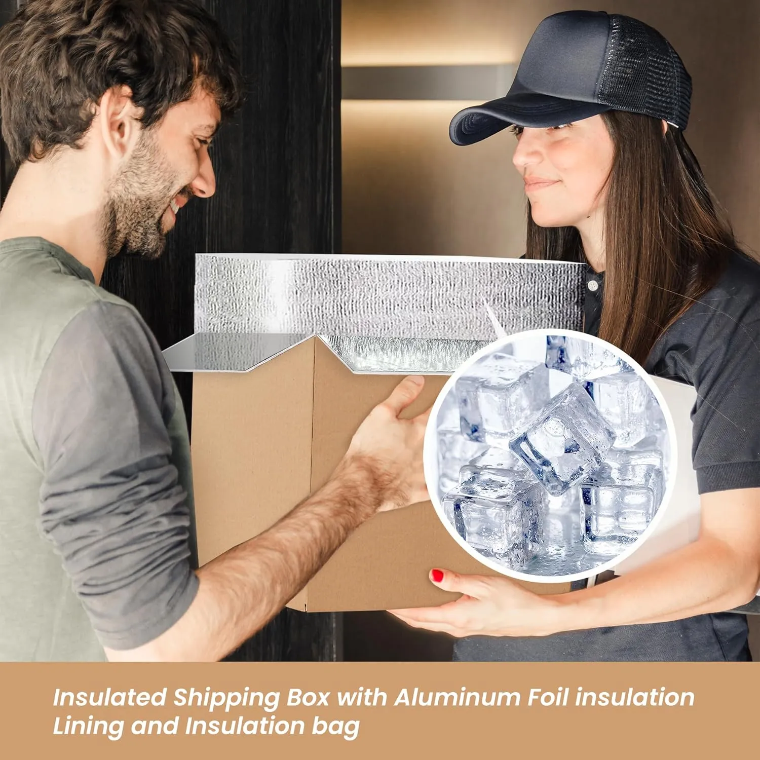 YSSOA 2 Pack Insulated Shipping Boxes with Aluminum Foil Liner,Thermal Insulation Cold Pack Shipping Boxes for Frozen, Reusable Styrofoam Cooler Box, Small Mailing Box, 19''x12''x16''