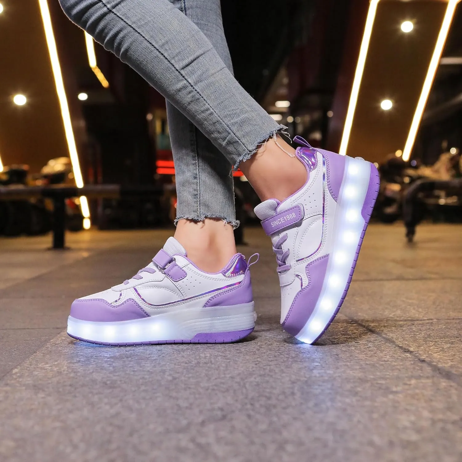 YUNICUS Kids LED Light up Shoes Wheel Shoes USB Charging Roller Skate Shoes Sneakers Girls Boys Kids Best Gift for Birthday Halloween Christmas