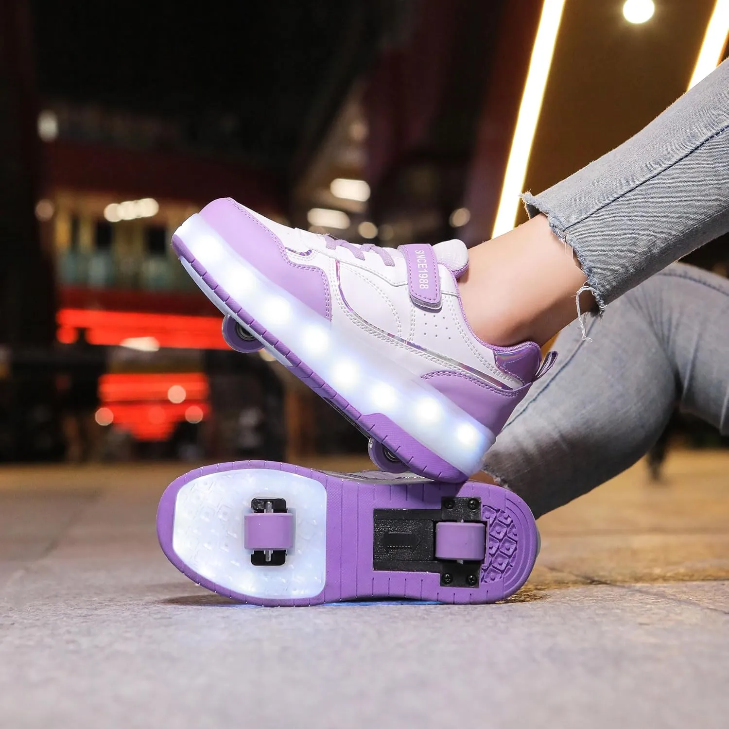 YUNICUS Kids LED Light up Shoes Wheel Shoes USB Charging Roller Skate Shoes Sneakers Girls Boys Kids Best Gift for Birthday Halloween Christmas
