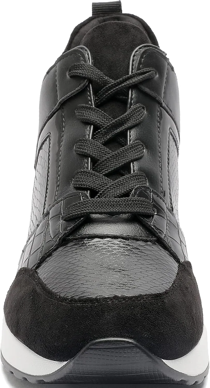 YZ Fashion Wedge Sneaker for Women High Heel Lace Up Platform Sneakers