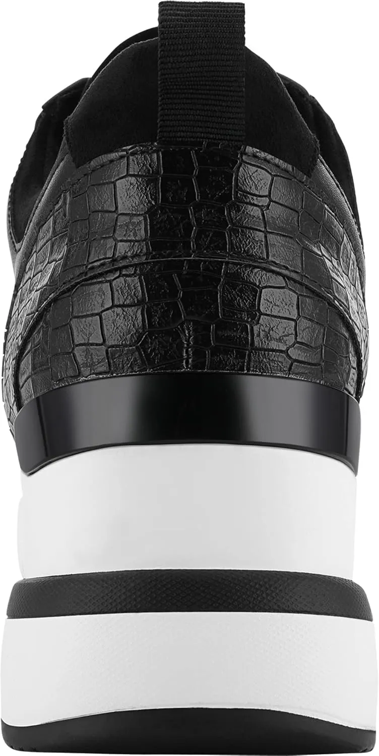 YZ Fashion Wedge Sneaker for Women High Heel Lace Up Platform Sneakers